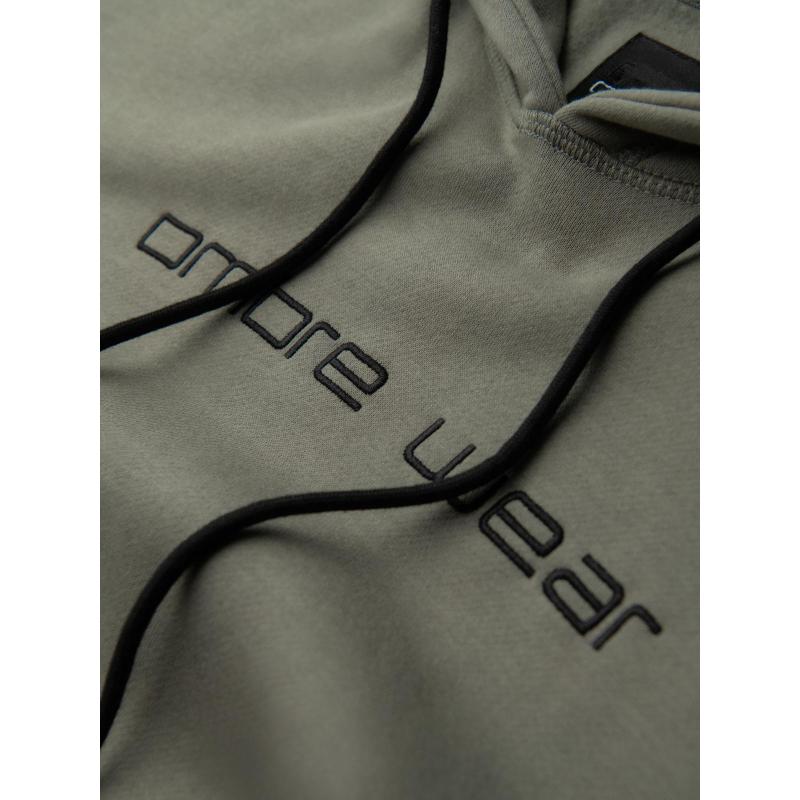 Pánská mikina s kapucí a výšivkou – khaki V3 OM-SSNZ-0241