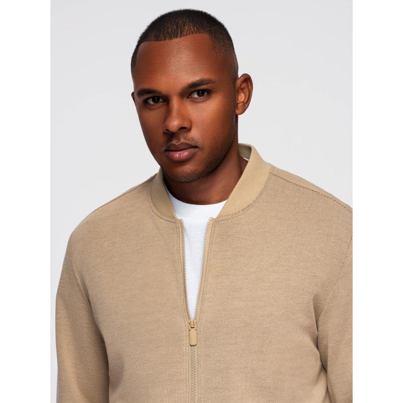 Pánská bunda s raglánovými rukávy – teplá béžová V2 OM-JANP-0159