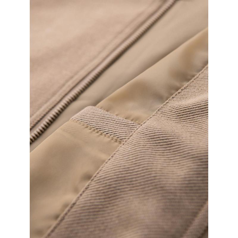 Pánská bunda s raglánovými rukávy – teplá béžová V2 OM-JANP-0159