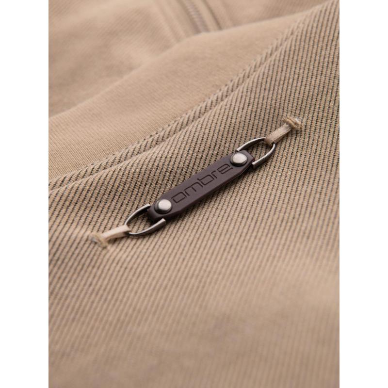 Pánská bunda s raglánovými rukávy – teplá béžová V2 OM-JANP-0159