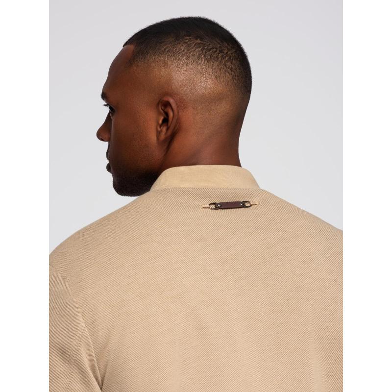 Pánská bunda s raglánovými rukávy – teplá béžová V2 OM-JANP-0159