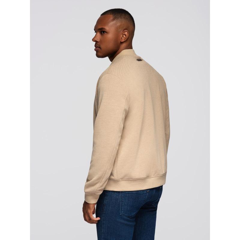 Pánská bunda s raglánovými rukávy – teplá béžová V2 OM-JANP-0159