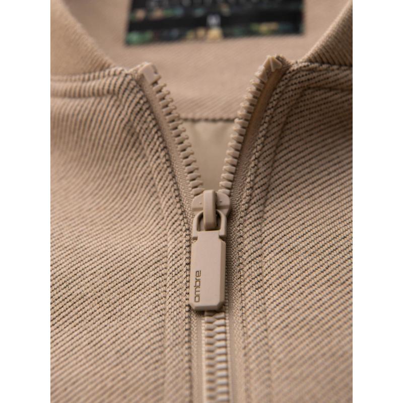 Pánská bunda s raglánovými rukávy – teplá béžová V2 OM-JANP-0159