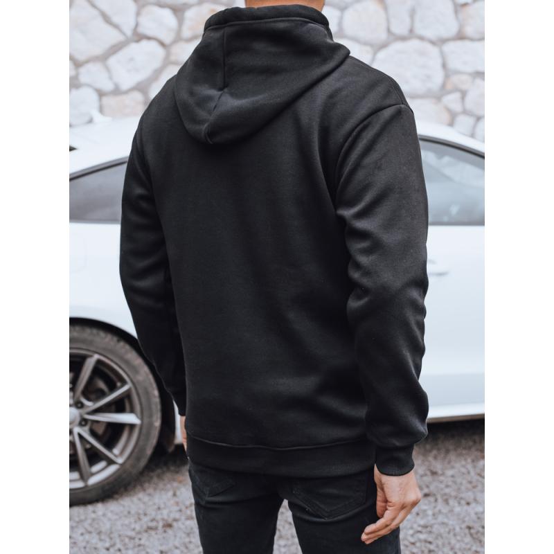 Férfi pulóver kapucnival, fekete