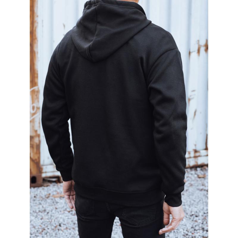 Férfi pulóver nyomtatással, fekete