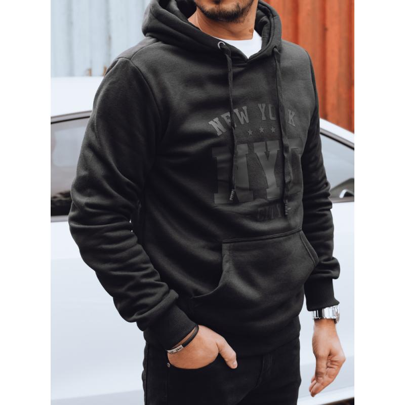 Pánská zateplená mikina s kapucí, černá