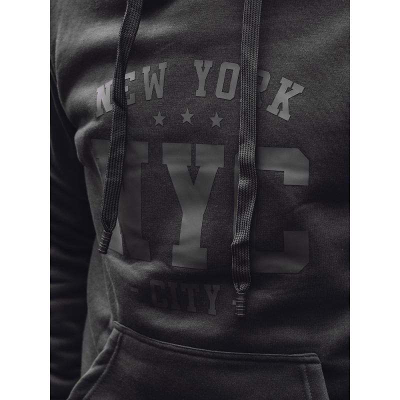 Pánská zateplená mikina s kapucí, černá