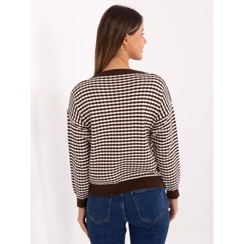 Barna női pulóver viszkóz keverékkel