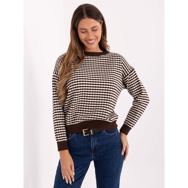 Barna női pulóver viszkóz keverékkel