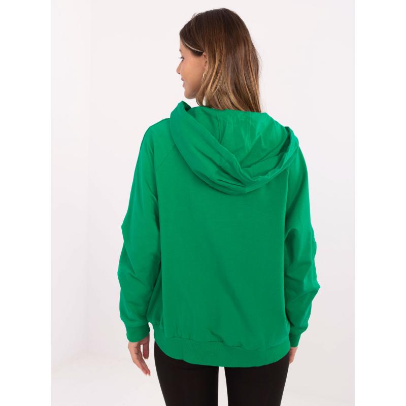 Zelená mikina oversize s kapucí
