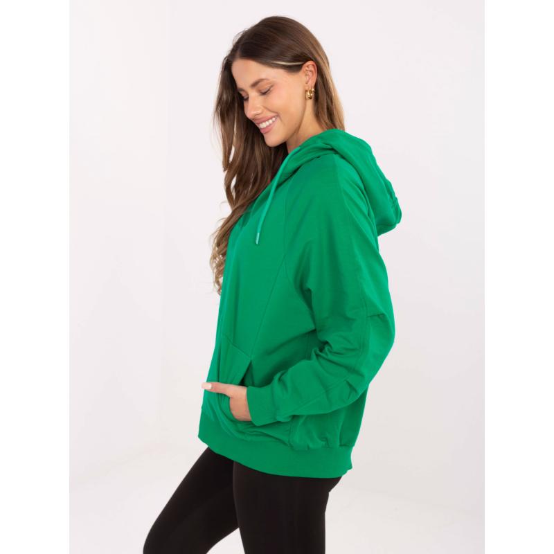 Zelená mikina oversize s kapucí
