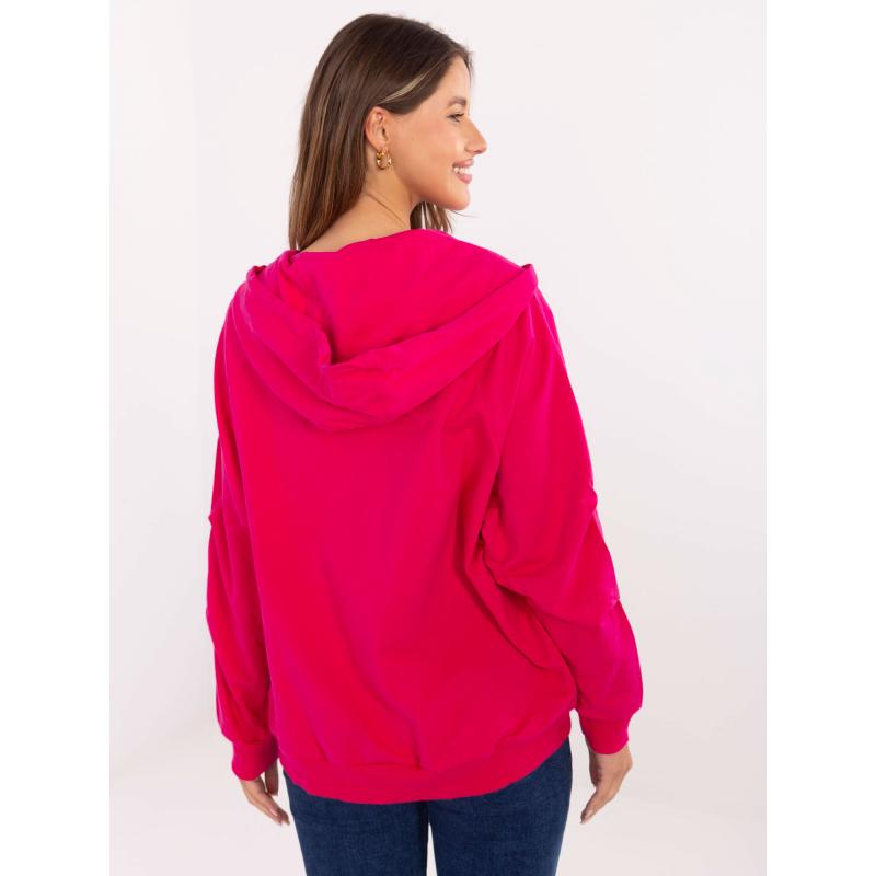 Fuchsiová mikina oversize s kapsami