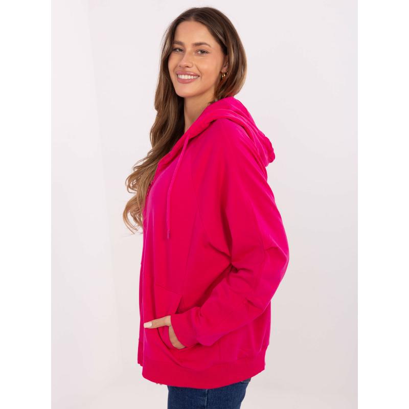 Fuchsiová mikina oversize s kapsami