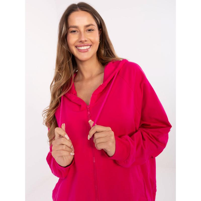 Fuchsiová mikina oversize s kapsami