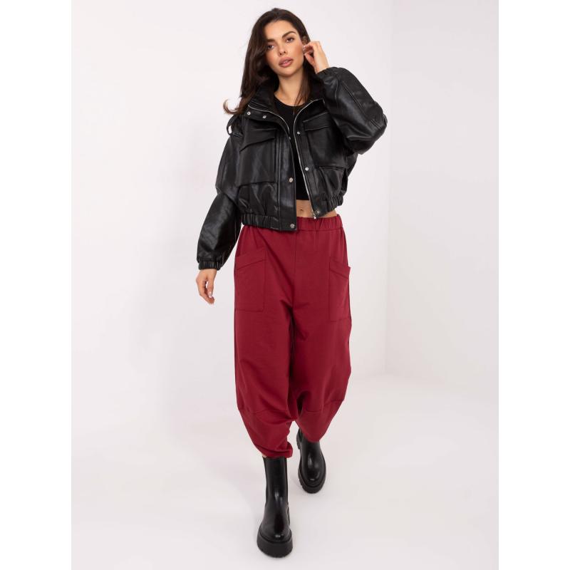 Burgundské basic teplákové nohavice v štýle Aladdin