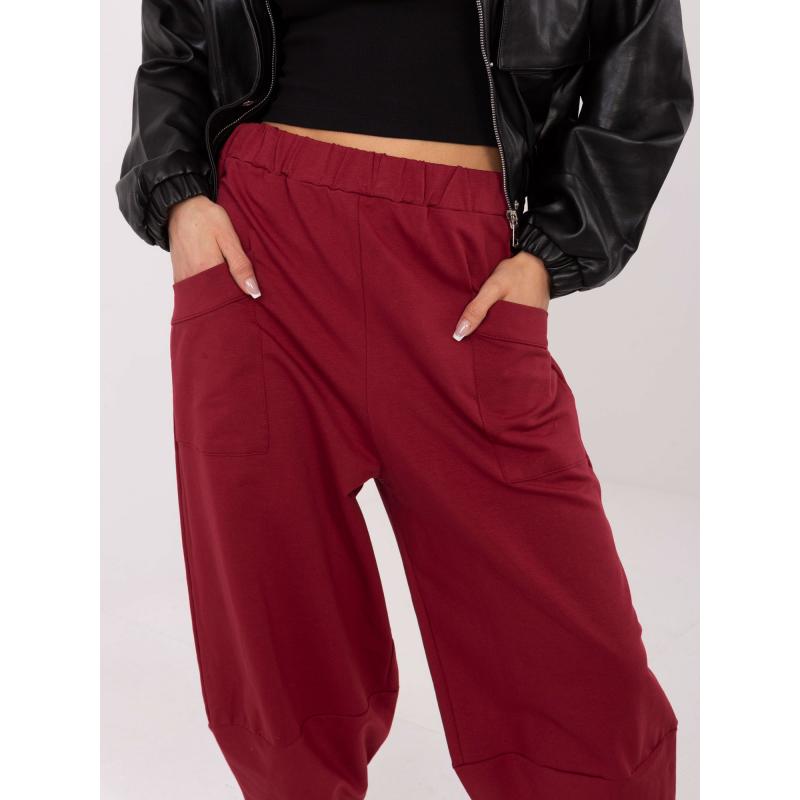 Burgundské basic teplákové nohavice v štýle Aladdin