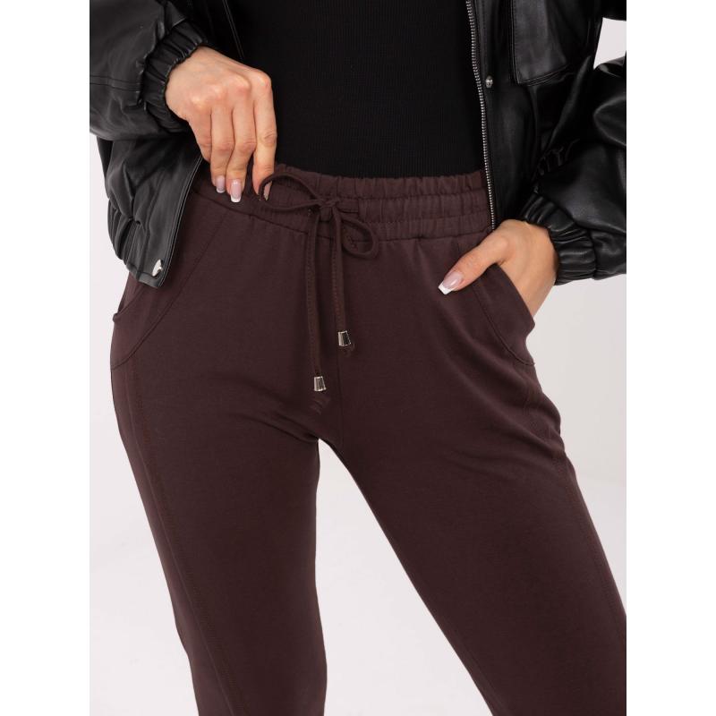 Tmavohnedé tepláky BASIC FEEL GOOD so šnúrkou