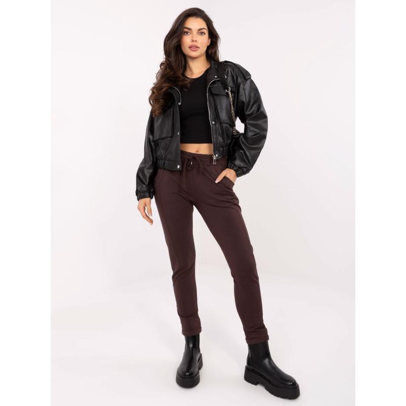 Tmavohnedé tepláky BASIC FEEL GOOD so šnúrkou