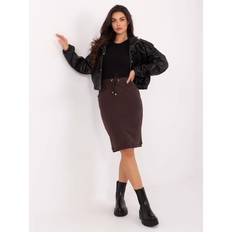 Čokoládová sukňa BASIC FEEL GOOD s rozparkom vzadu