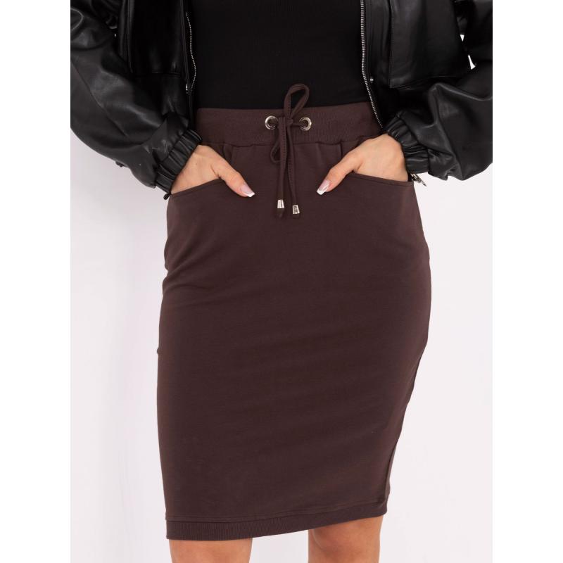 Čokoládová sukňa BASIC FEEL GOOD s rozparkom vzadu