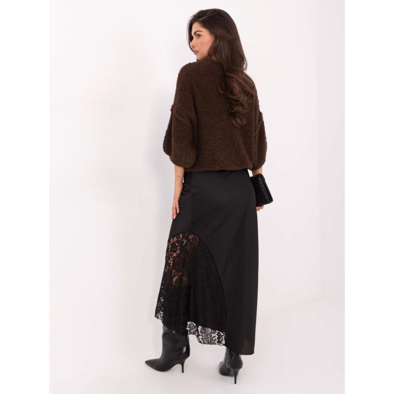 Tmavě hnědý bouclé svetr s příměsí vlny