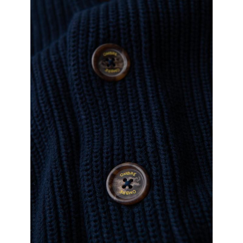 Férfi pamut pulóver sálgallérral – sötétkék V1 OM-SWCD-0153