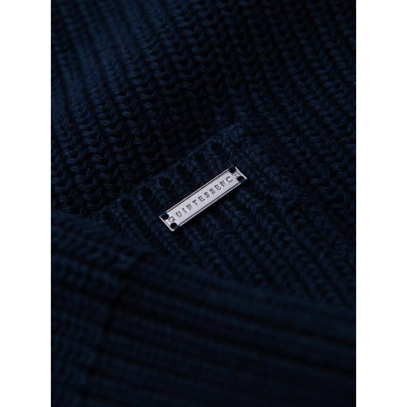 Férfi pamut pulóver sálgallérral – sötétkék V1 OM-SWCD-0153