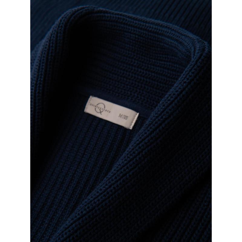 Férfi pamut pulóver sálgallérral – sötétkék V1 OM-SWCD-0153