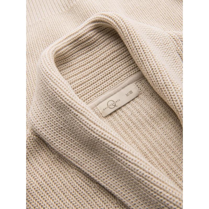 Férfi pamut pulóver sálgallérral – bézs V2 OM-SWCD-0153