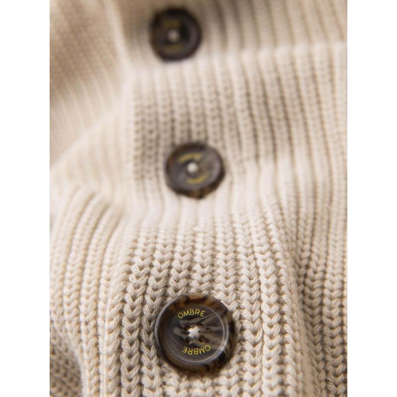 Férfi pamut pulóver sálgallérral – bézs V2 OM-SWCD-0153