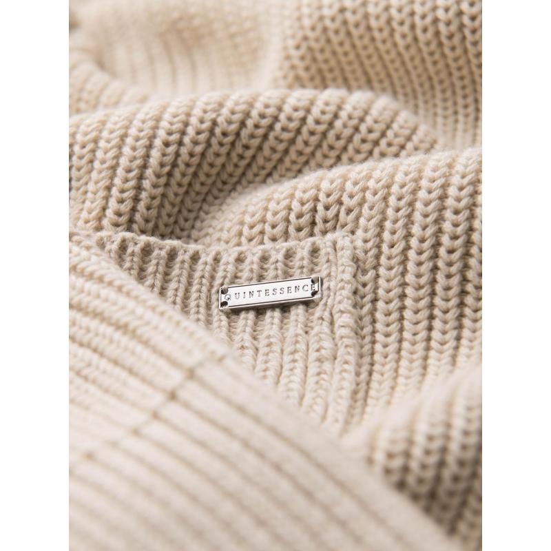 Férfi pamut pulóver sálgallérral – bézs V2 OM-SWCD-0153