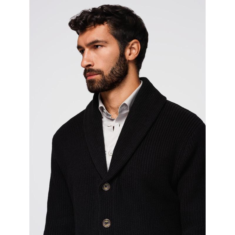 Férfi pamut pulóver sálgallérral – fekete V4 OM-SWCD-0153