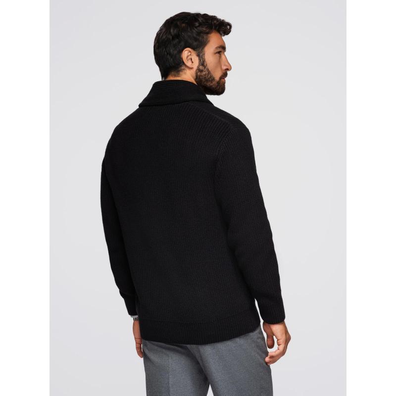 Férfi pamut pulóver sálgallérral – fekete V4 OM-SWCD-0153