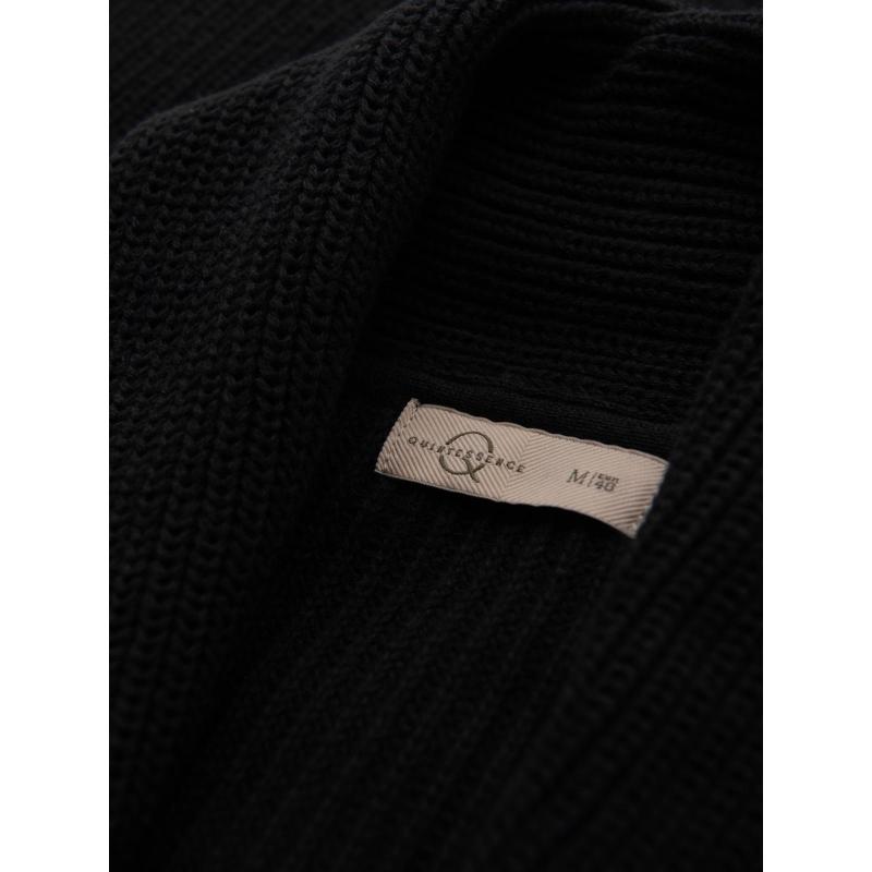 Férfi pamut pulóver sálgallérral – fekete V4 OM-SWCD-0153