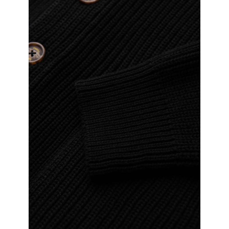 Férfi pamut pulóver sálgallérral – fekete V4 OM-SWCD-0153