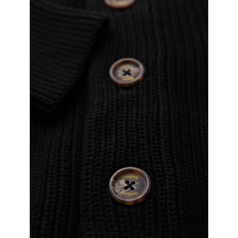 Férfi pamut pulóver sálgallérral – fekete V4 OM-SWCD-0153