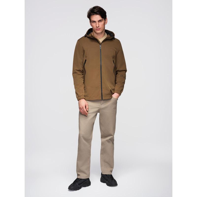Pánska ľahká bunda s nepremokavou vrstvou a kapucňou – hnedá V2 C638