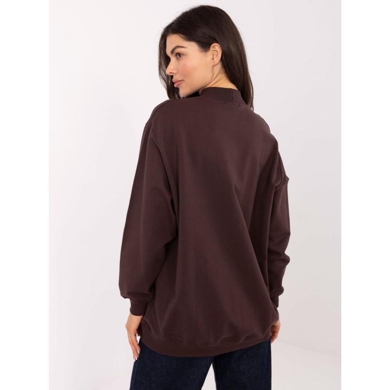 Čokoládová mikina oversize bez kapuce BASIC FEEL GOOD