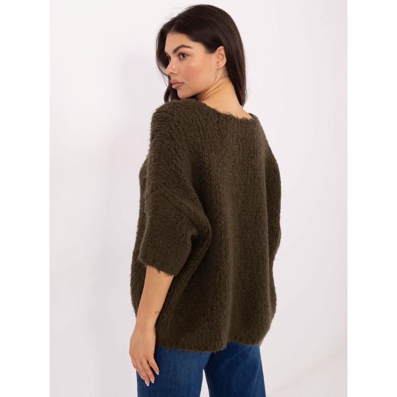 Khaki dámský svetr s příměsí alpaky