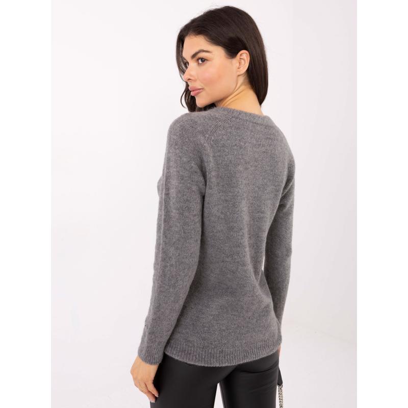 Tmavě šedý dámský svetr s pružnými lemy