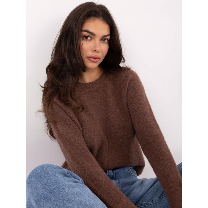 Világosbarna női pulóver alpakával keverve