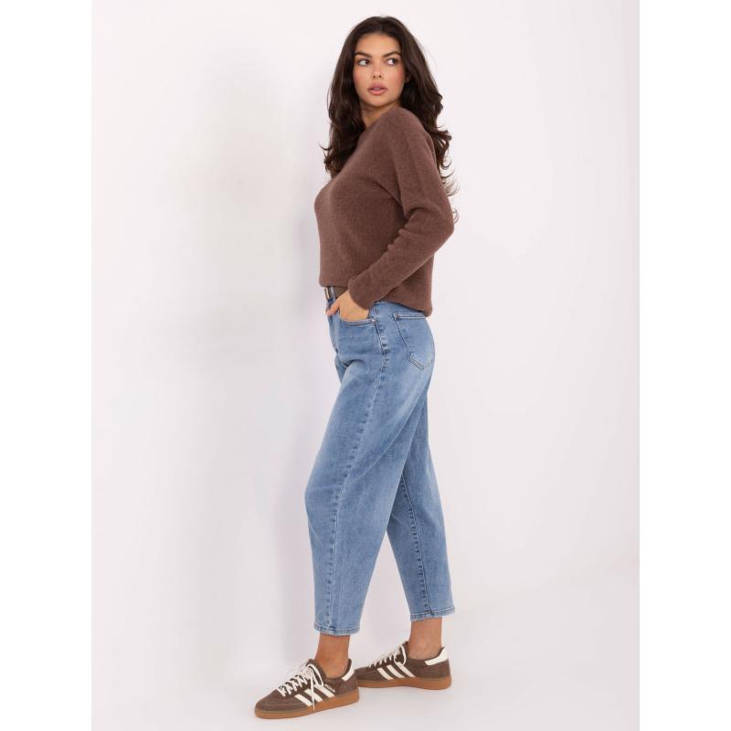 Világosbarna női pulóver alpakával keverve