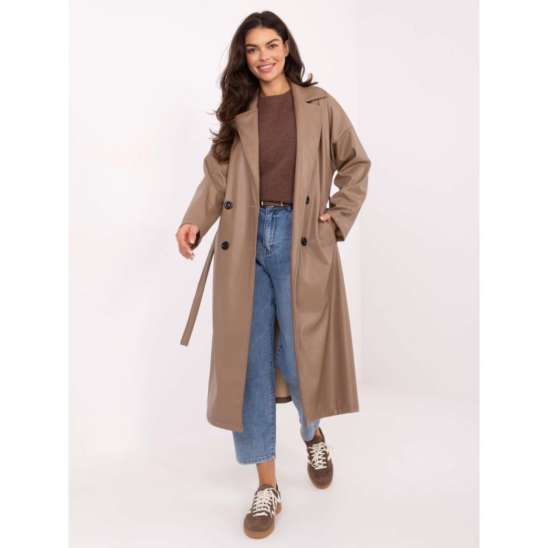 Világosbarna női pulóver alpakával keverve