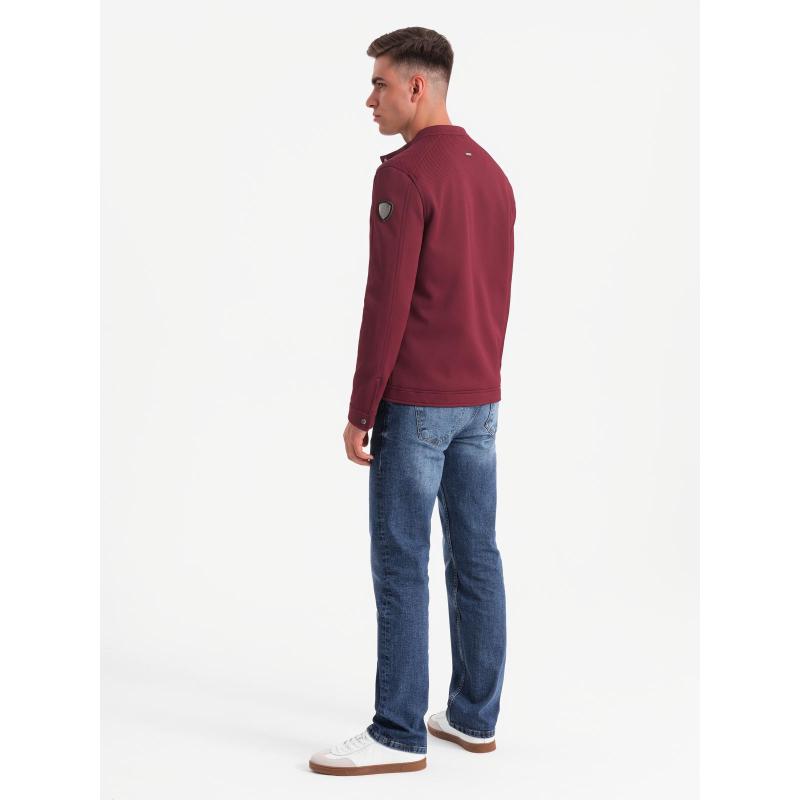 Pánská strukturovaná motorkářská bunda – kaštanově hnědá V2 C642