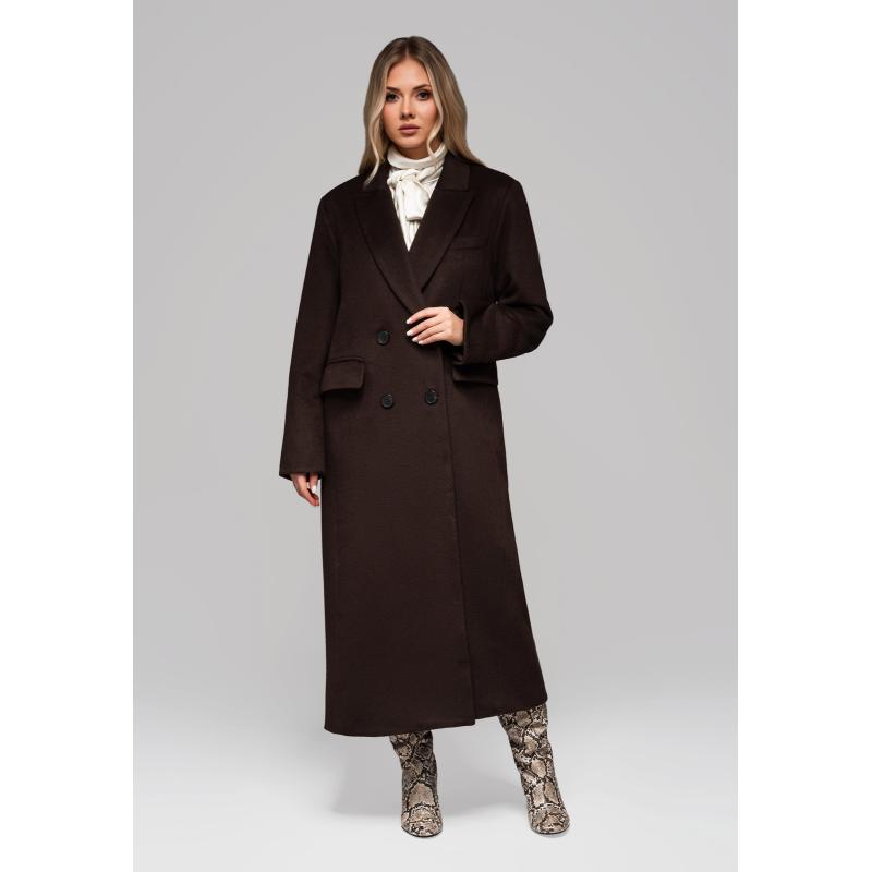 Dlouhý dámský vlněný kabát LARICA OW-COLC-0100 v2 – hnědý