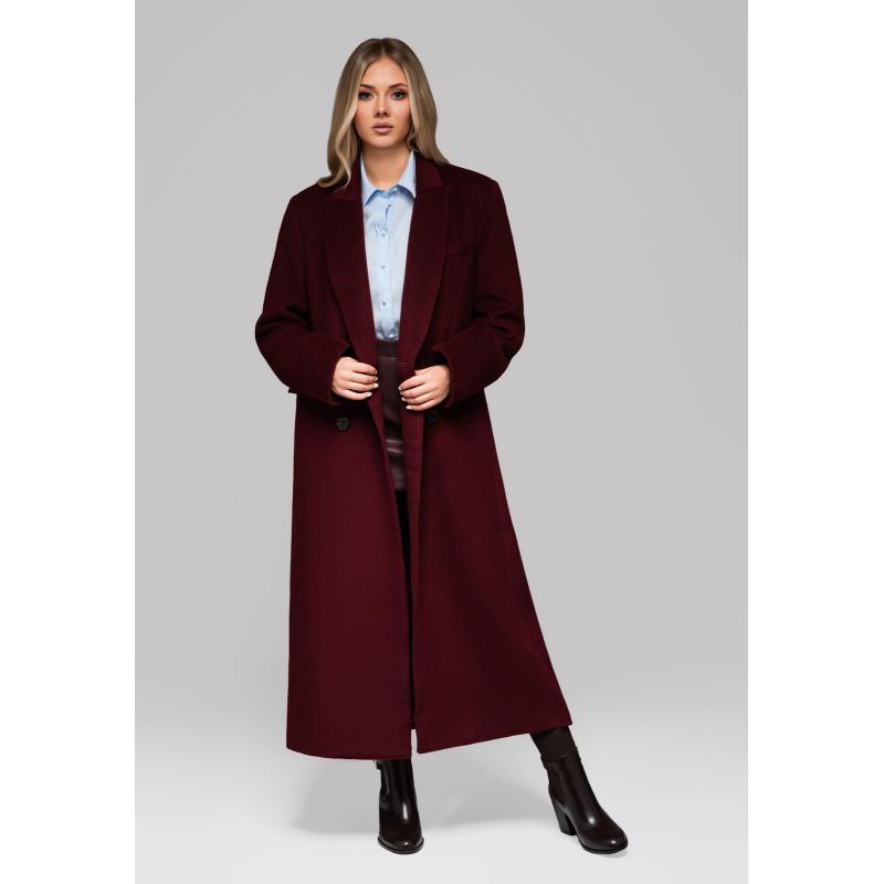 Hosszú női gyapjú kabát LARICA OW-COLC-0100 v3 – bordó