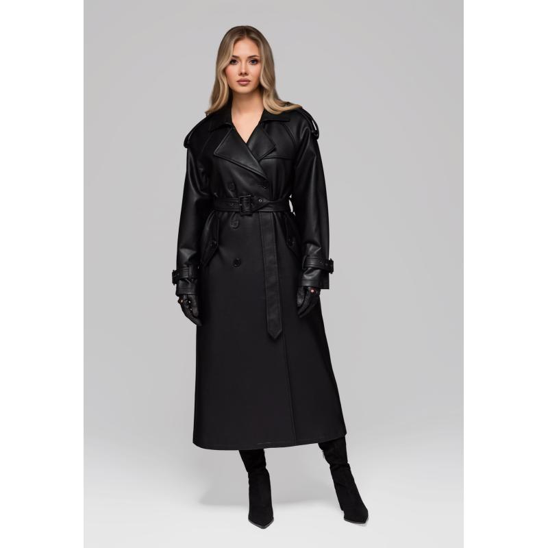 Dámský kabát LARICA s páskem OW-COLC-0101 v1 – černý