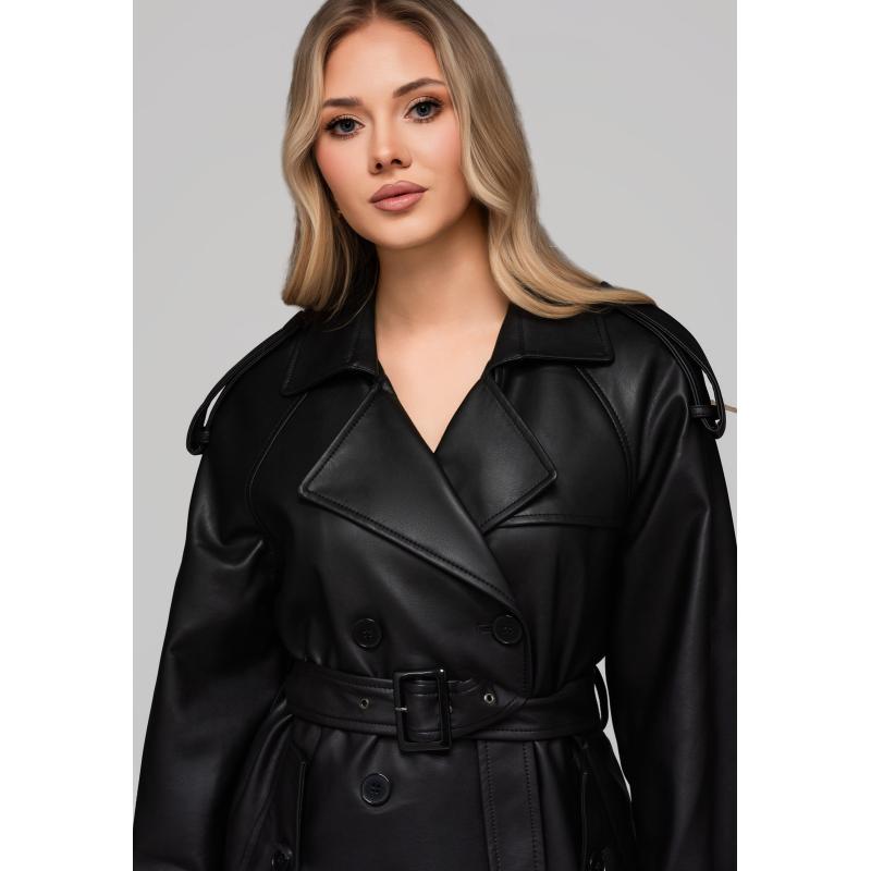 Dámský kabát LARICA s páskem OW-COLC-0101 v1 – černý