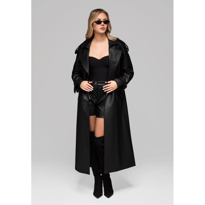 Dámský kabát LARICA s páskem OW-COLC-0101 v1 – černý