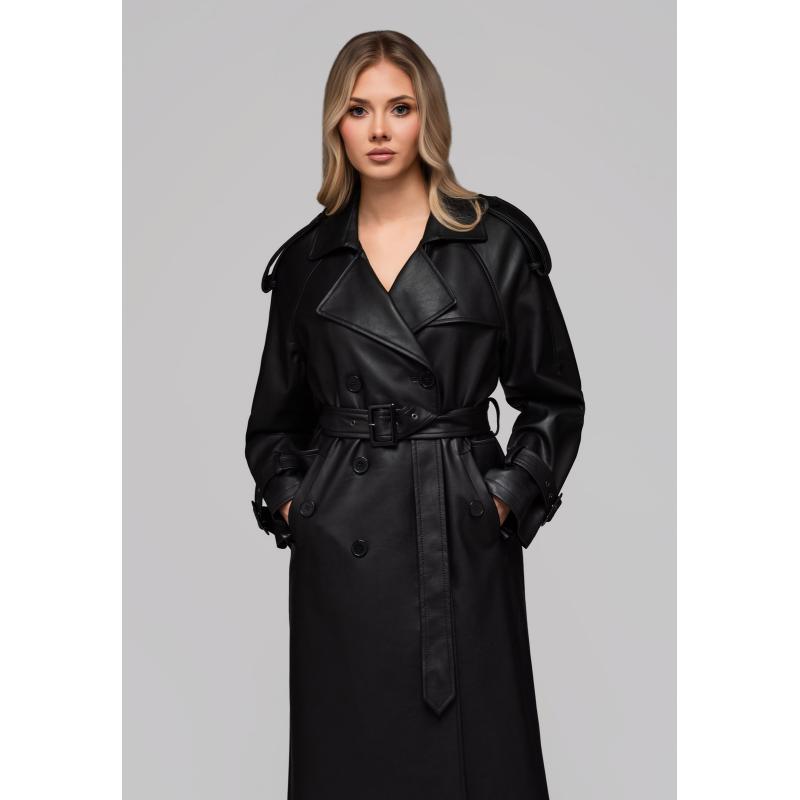 Dámský kabát LARICA s páskem OW-COLC-0101 v1 – černý